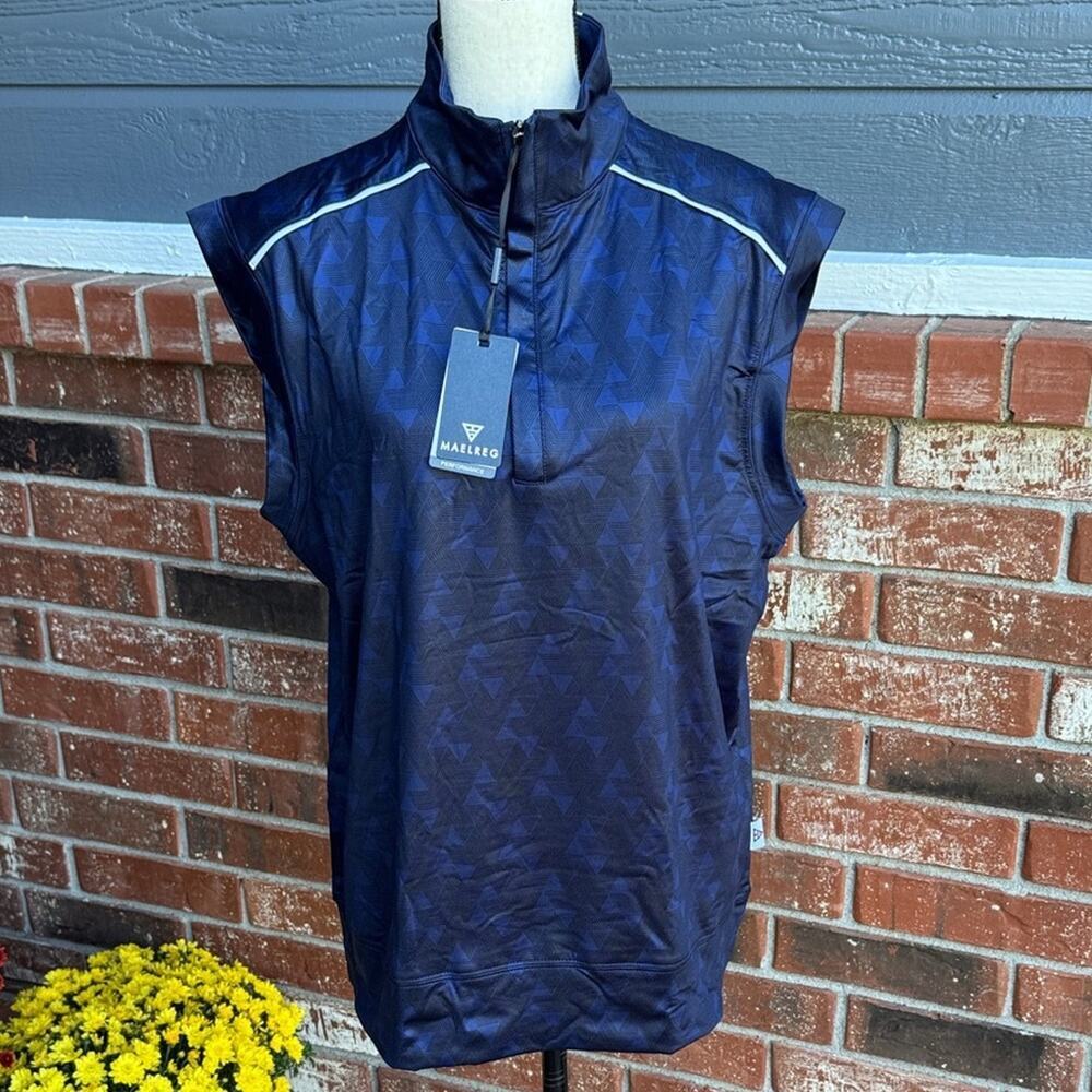 MAELREG Men's Small 1/4 Zip Pullover Navy Blue Dri-Fit Performance Golf Vest NWT